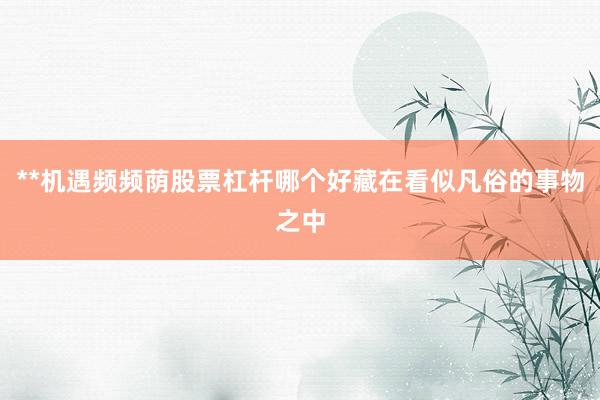 **机遇频频荫股票杠杆哪个好藏在看似凡俗的事物之中