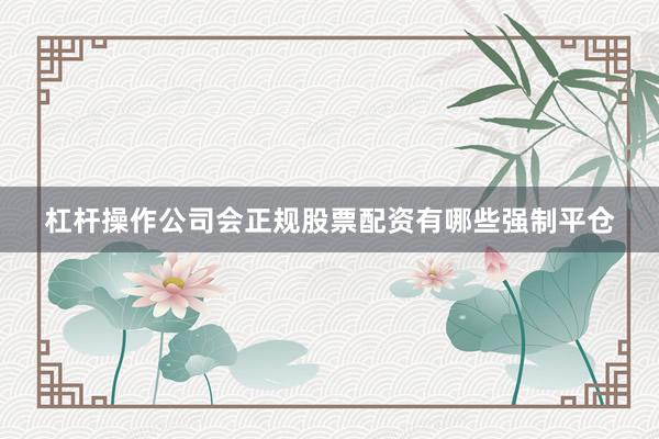 杠杆操作公司会正规股票配资有哪些强制平仓