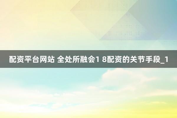 配资平台网站 全处所融会1 8配资的关节手段_1