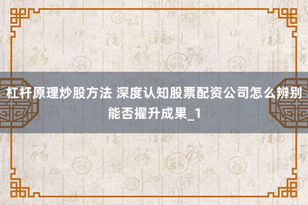 杠杆原理炒股方法 深度认知股票配资公司怎么辨别能否擢升成果_1