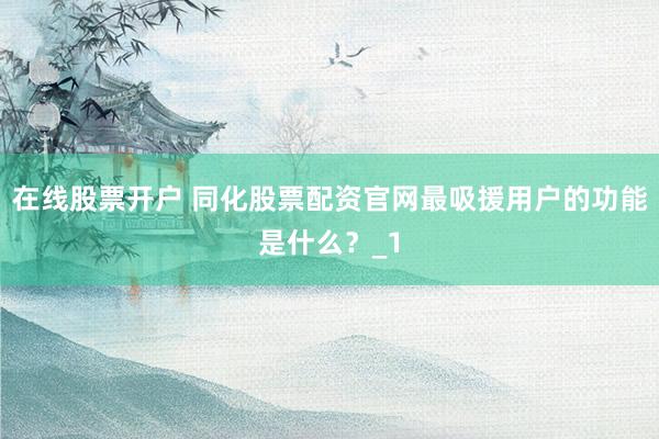 在线股票开户 同化股票配资官网最吸援用户的功能是什么？_1